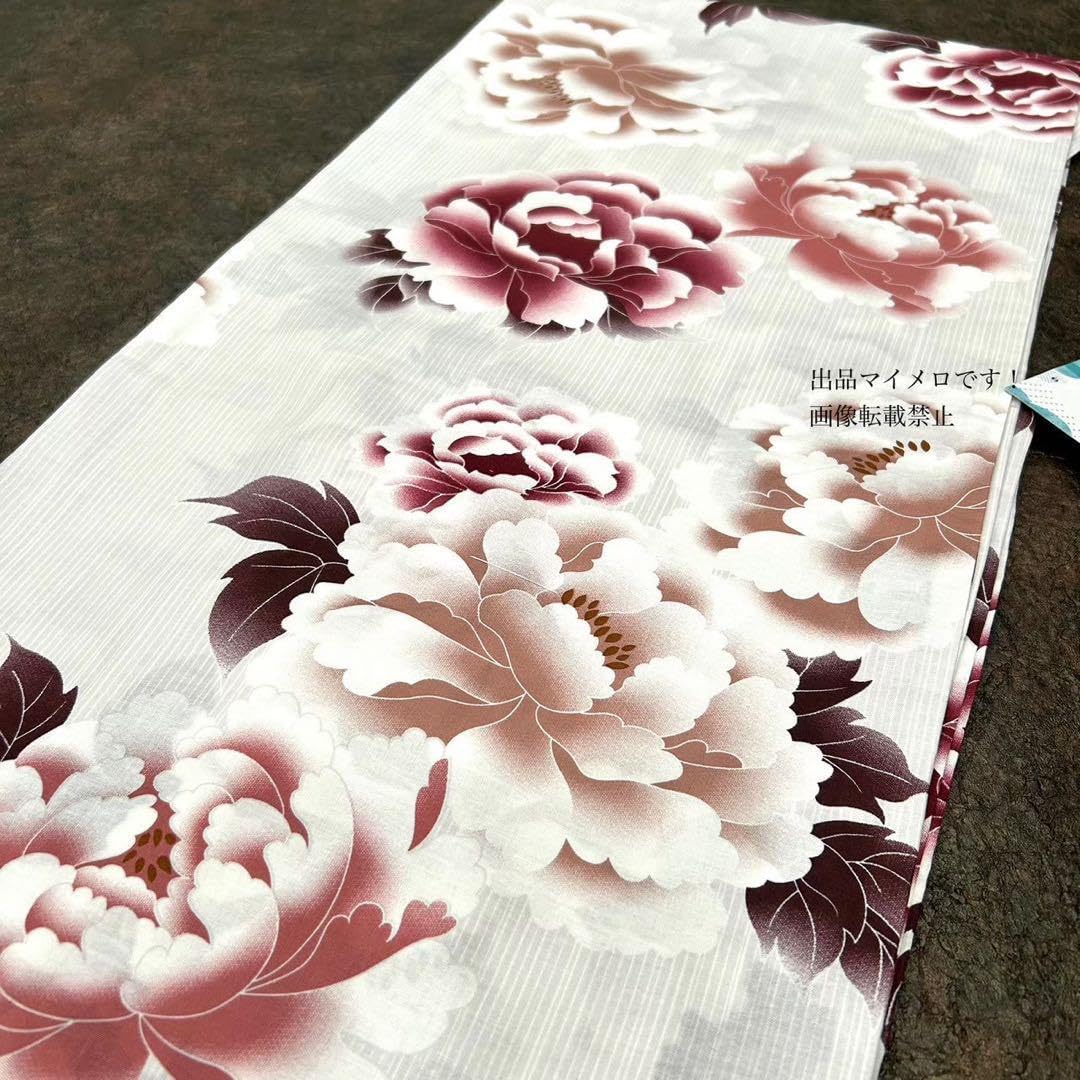 浴衣 大きめサイズ 浴衣 3L 牡丹 兵児帯 ボルドー 2点 0720④ 19種類