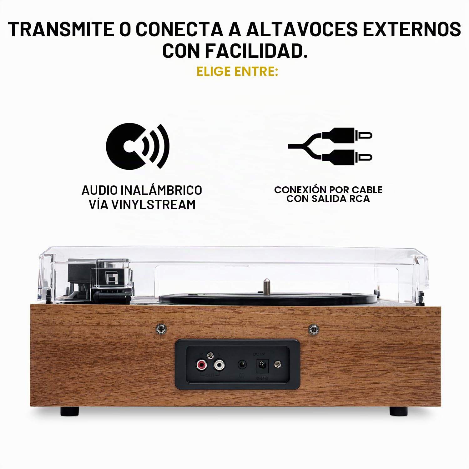 Tocadiscos Victrola Eastwood II con Altavoces – Bluetooth 5.1 y tecnología Vinyl Stream, Tocadiscos de Vinilo de 3 velocidades de Estilo Vintage, cápsula Audio Technica AT-3600LA (Roble)