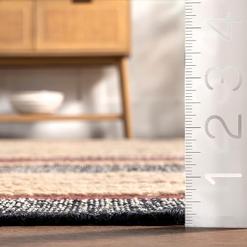 Miniatura 6 de nuLOOM Wendi Alfombra de yute y lana a rayas, 6x9, gris