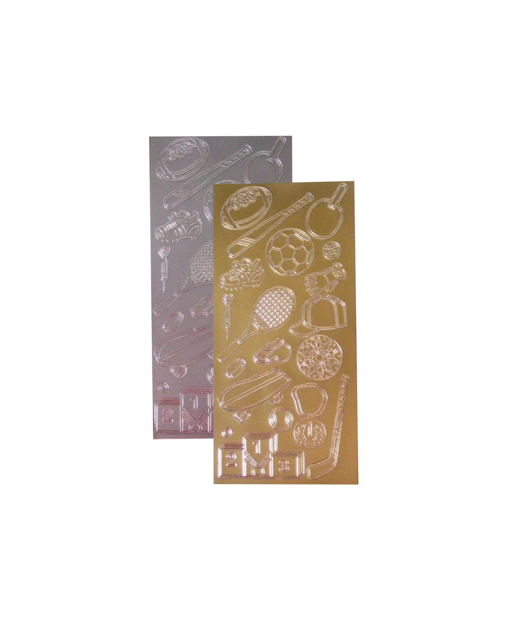 Vsorce4u Gold/Silver 2 X & Sheets - Mixed Sports Motifs Peel Off Sticker Sheet For Crafting, Card Making, Scrapbooking, Art & Craft