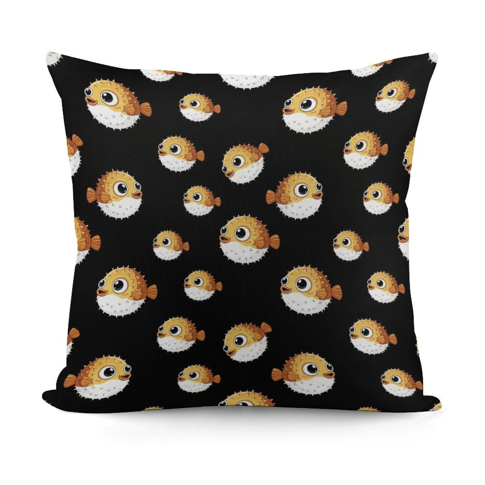 Smazdfxx Picture(301) Fashion Softffy Pattern Decorative Blowfish Fugu Puffer Fish Pillow Covers For Sofa, Couch, Living Room