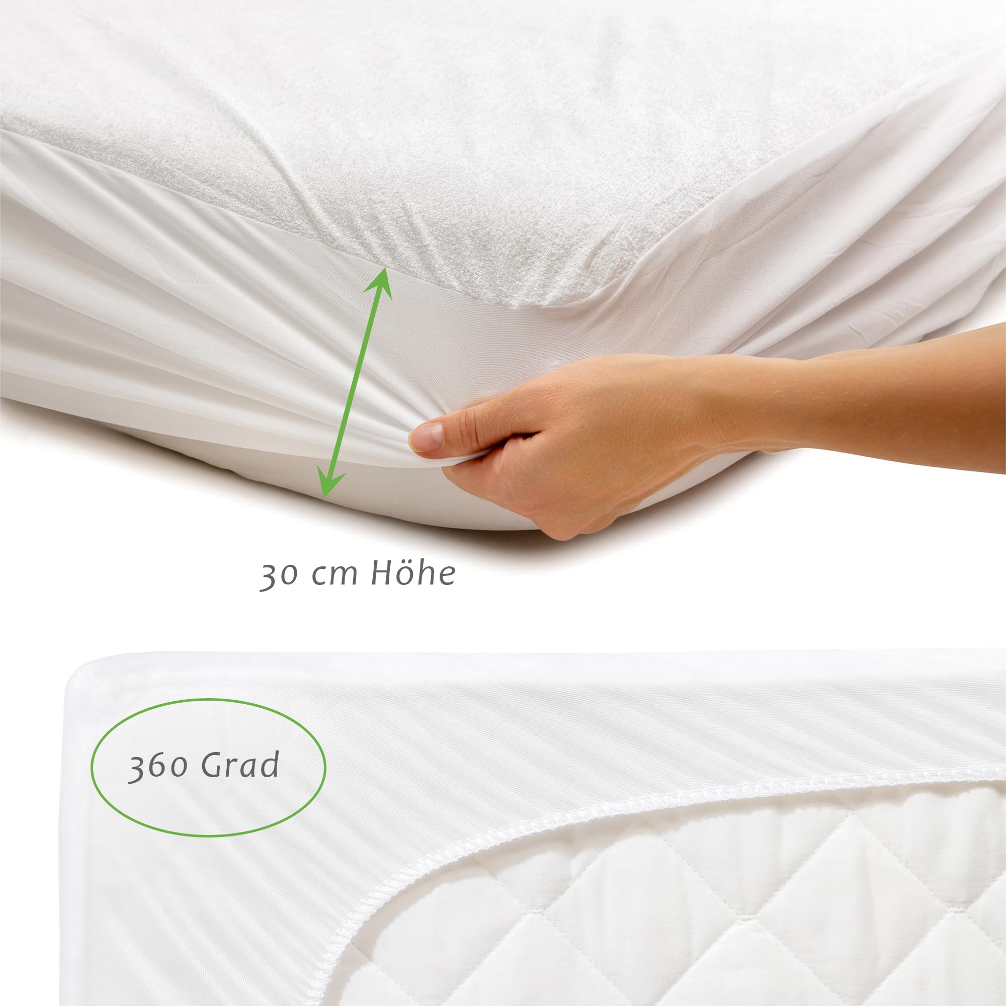 Matratzenschoner 180x200 Wasserdicht – 100% Bambusfrottier, Atmungsaktiv, Geräuschlos und Allergikerfreundlich Matratzenschoner 180x200 cm