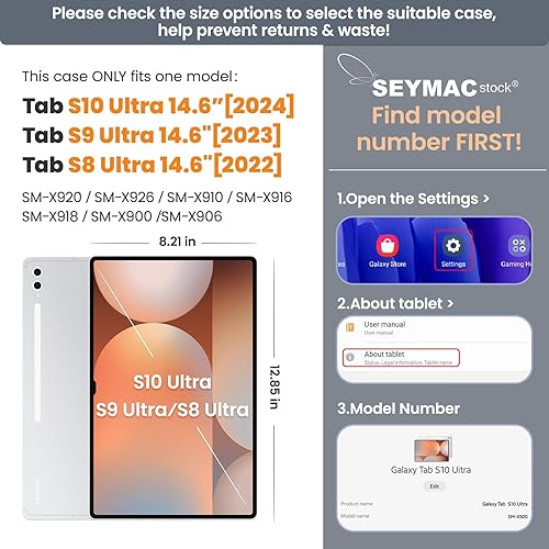 Miniatura 2 de SEYMAC stock Funda para tablet Samsung Galaxy Tab S9 UltraS8 Ultra de 14.6 pulgadas con protector de pantalla y soporte para lápiz correa de mano