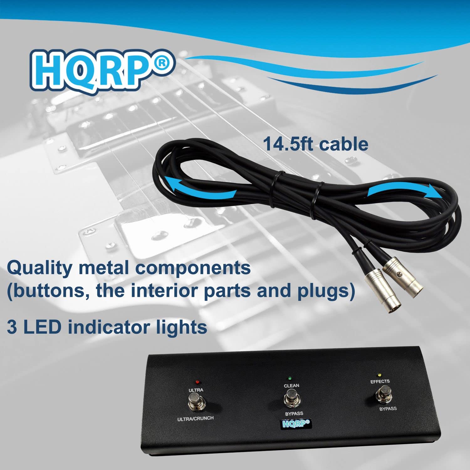 HQRP 3 Boutons Pédale d'ampli Guitare compatible avec Peavey 03572680 Replacement pour JSX Head/JSX 212 Combo / 3120 Head/Triple XXX/Triple XXX 212 COMBO/Triple XXX II amps