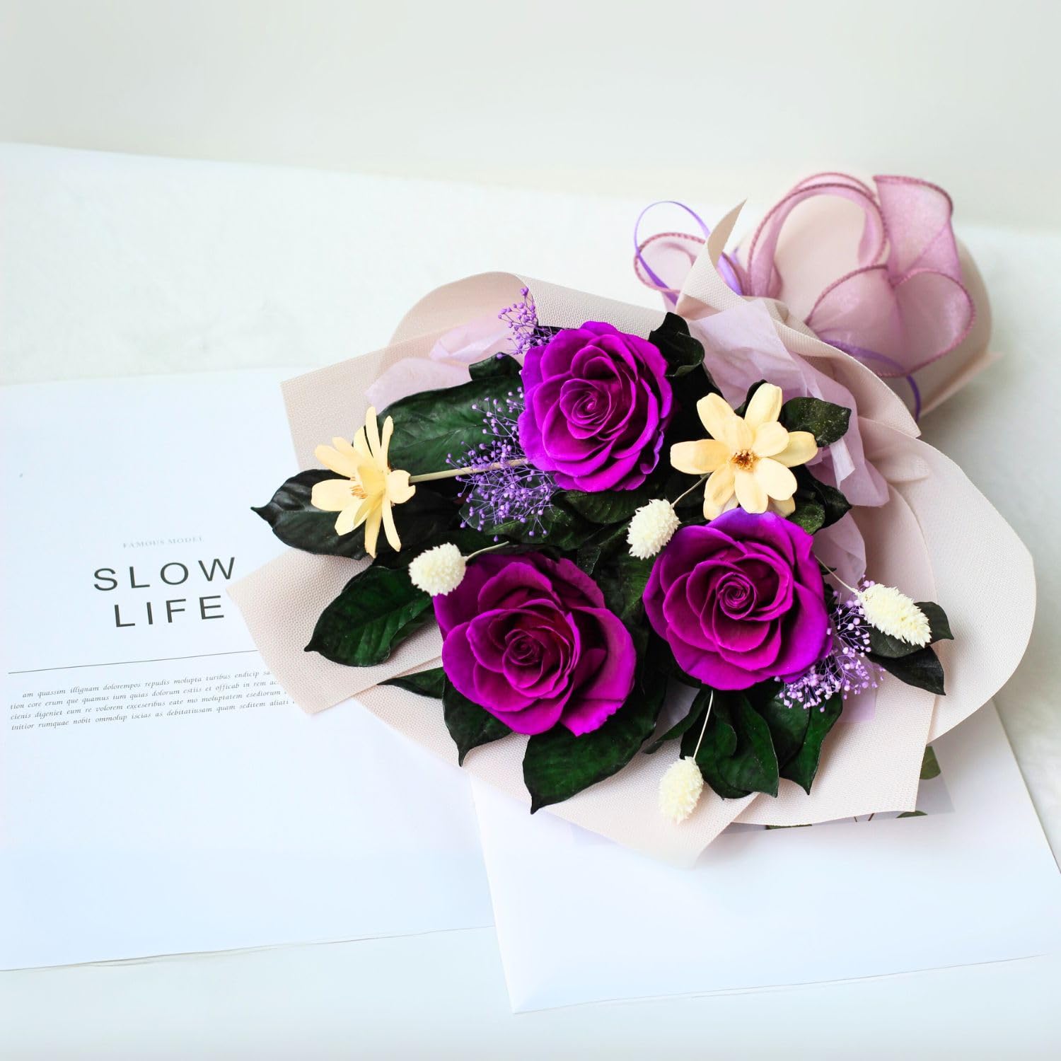 Preserved Flowers Bouquet, Purple Roses for Delivery, Long Lasting Natural Flowers, Birthday Gifts For Her/Mom/Women/Wife/Grandma, Forever Roses Room Decorations - Image 2