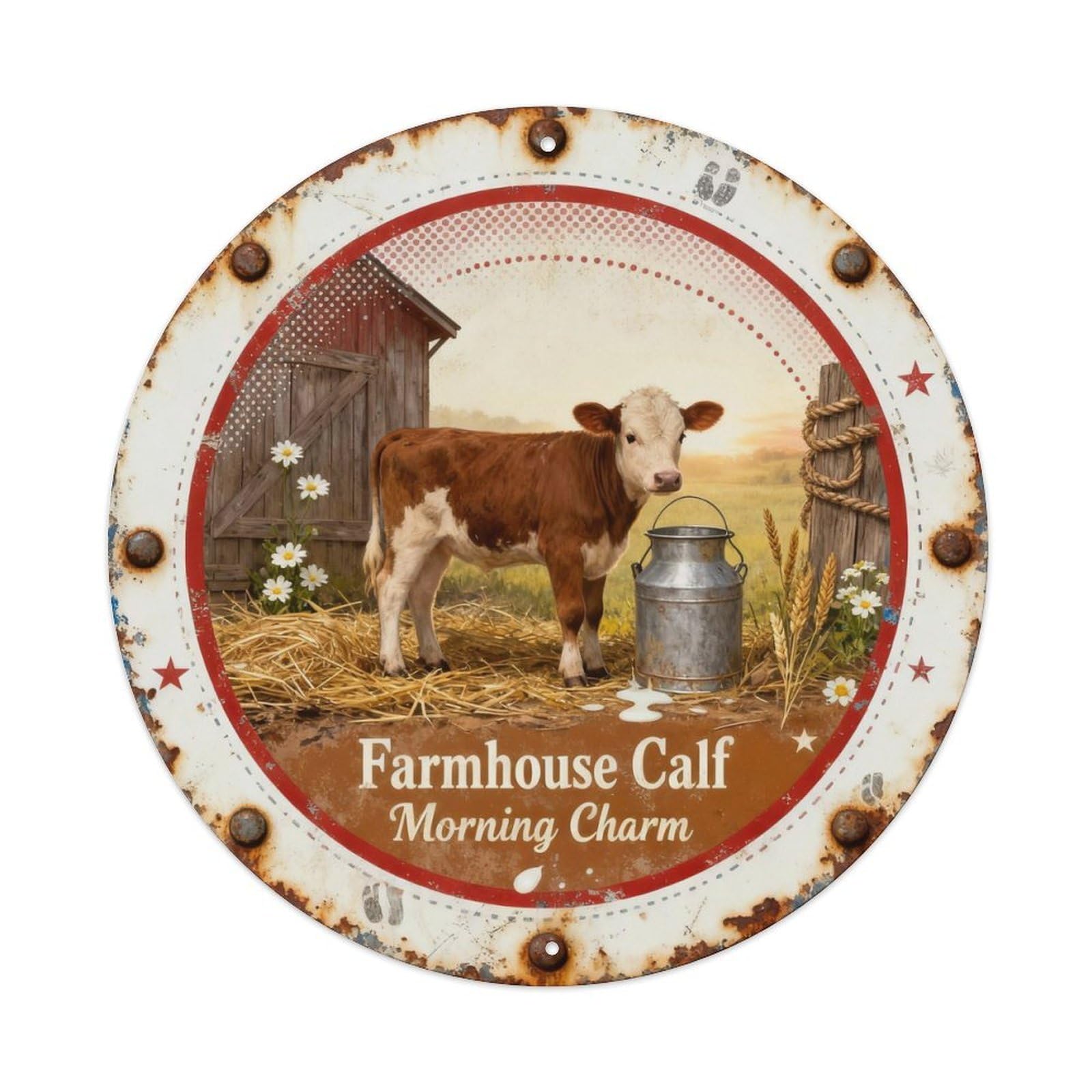 Farmhouse Calf Milk Pail Metal Tin Sign Plaque