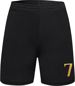 #7 Special Design Football Soccer Jersey/Shorts Socks Gift Set for Children Youth Sizes (Black, 30)