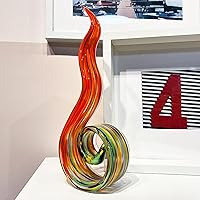 Vista 4 de 11.4" Tall Hand-Blown Glass Sculpture Murano-Style Sculpture Art Ornament Statue Figurines Home Decor Accent Piece Coastal Ocean Nautical Home