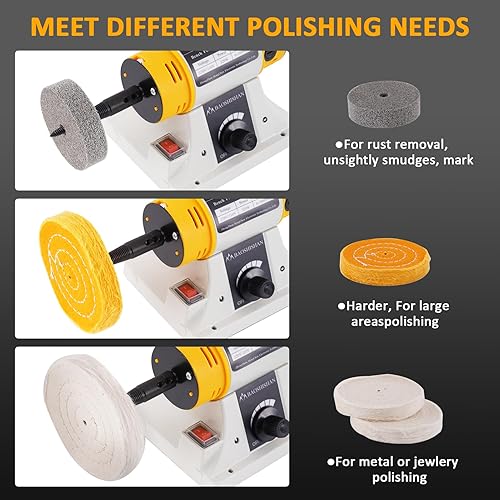 Miniatura 2 de BAOSHISHAN Máquina pulidora eléctrica de sobremesa Pulidora de búfer de 4 pulgadas Velocidad variable resistente 320 W (220 V)