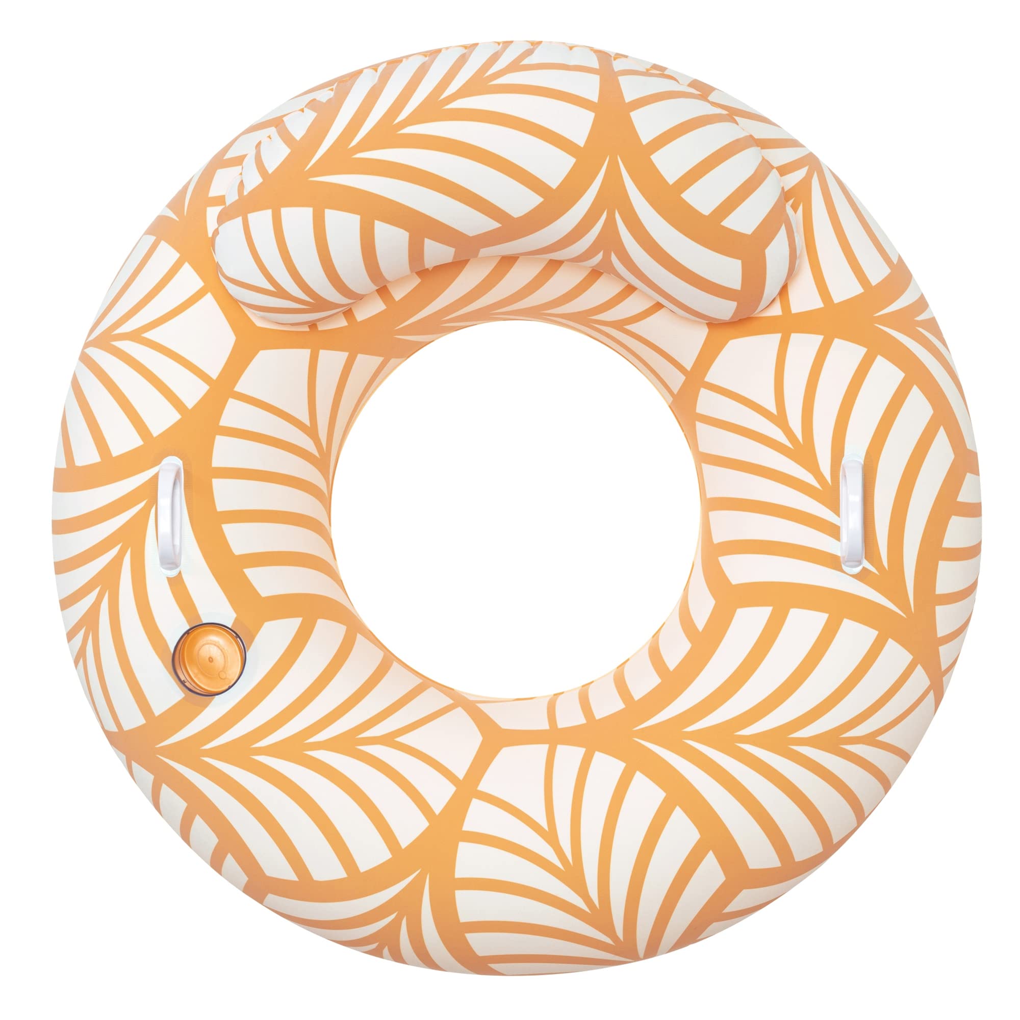 H2OGo! - Tubo da nuoto in peluche, 118,1 x 116,8 cm, colore: giallo e bianco, galleggiante gonfiabile per acqua, portabicchieri integrato, cuscino comodo, valvola a 2 vie, facile da gonfiare e