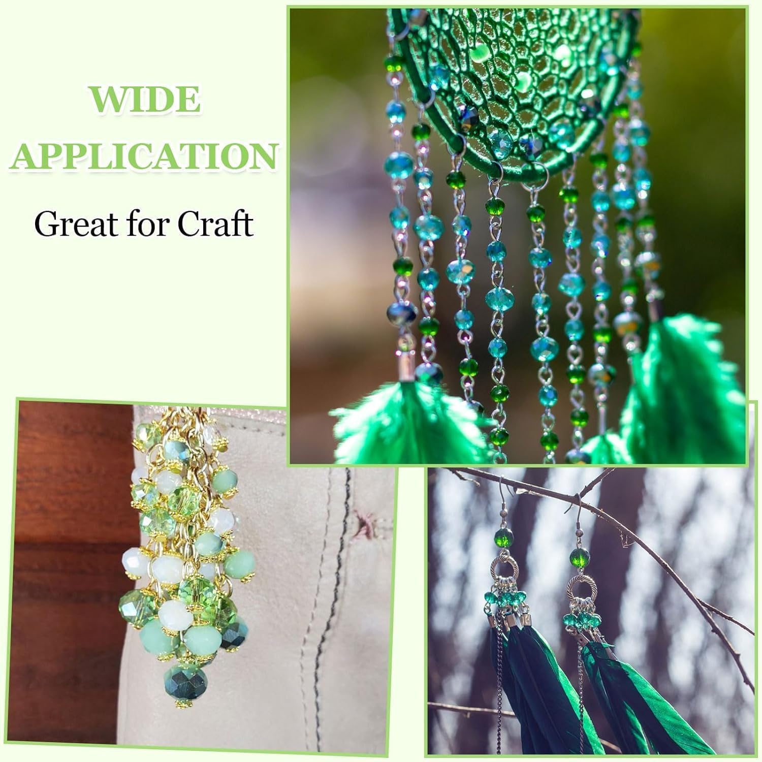 480pcs Green Glass Beads for Jewelry Making, 6mm Crystal Loose Bulk Beads for Bracelet Craft Necklace Earring Making Wine Charms Wind Chimes, Green Color - Image 5