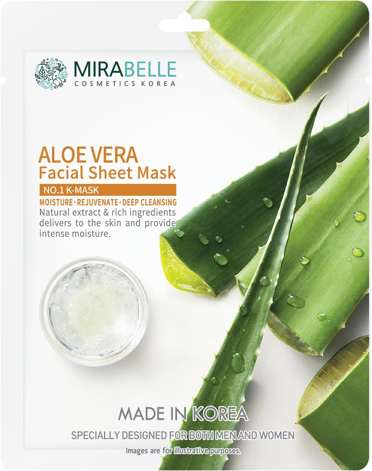 MIRABELLE Aloe Vera Facial Serum Sheet Mask | Hydrates & Calms Redness | (Pack Of 1), 25Ml
