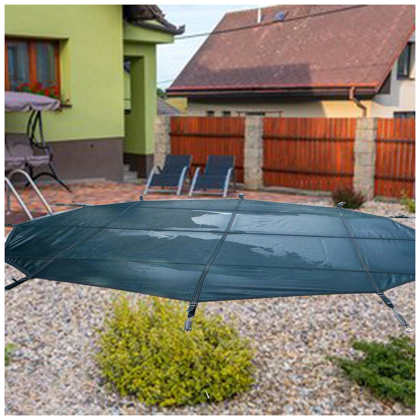 Copertura di sicurezza per piscina interrata in rete per protezione invernale, rete per foglie di grado commerciale per la prevenzione dell'annegamento e la sicurezza degli animali domestici