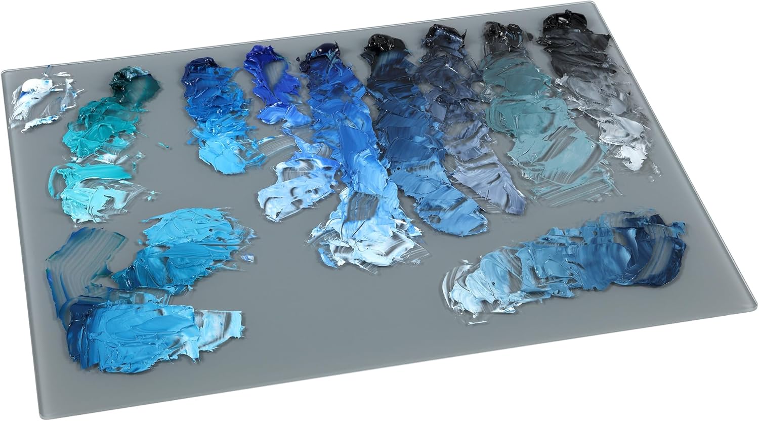 New York Central Grey Tempered Glass Palette 12x16 Tabletop Rectangle – Scratch-Resistant, Easy-to-Clean Artist Palette for Precise Color Mixing, Reduced Glare, Solvent-Resistant