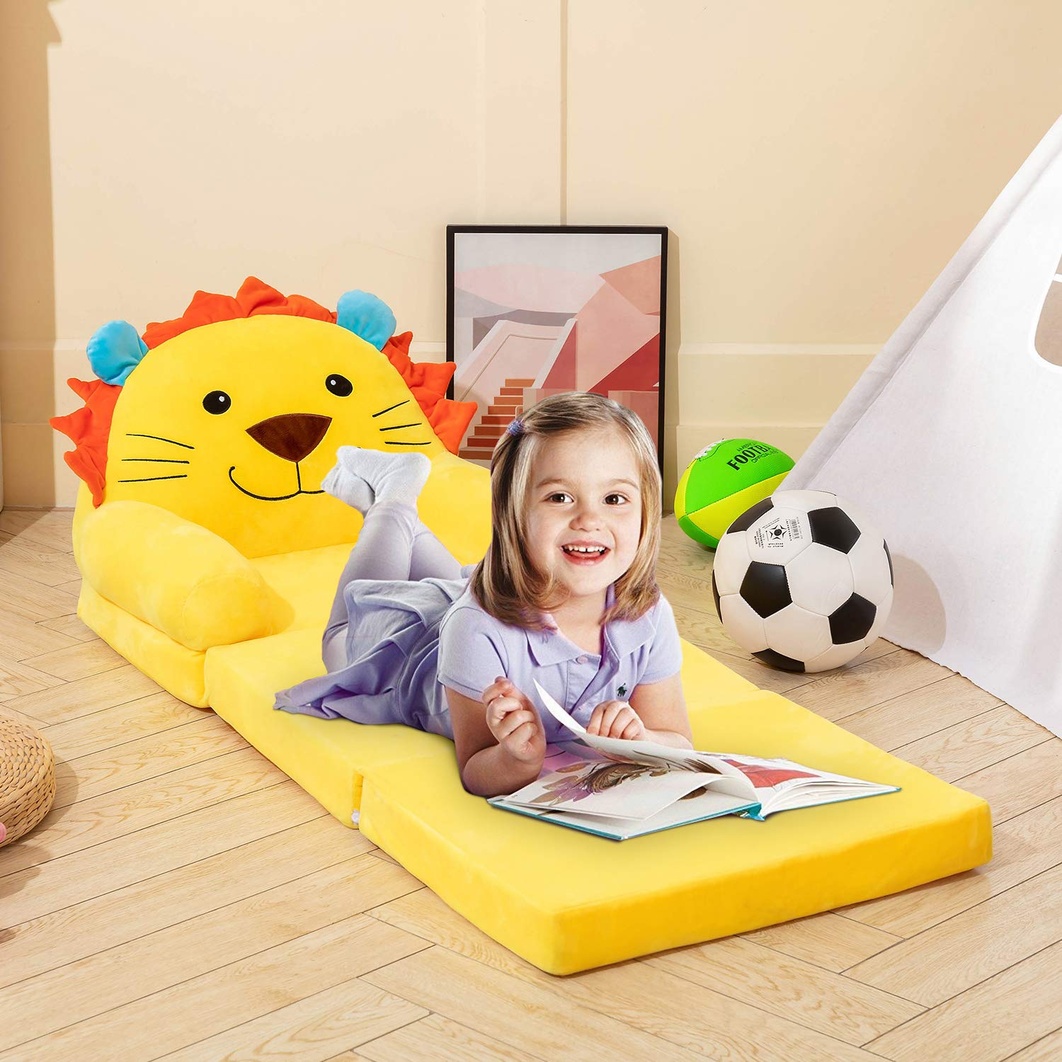 Canapé-lit Pliable Enfant BYBYME - Convertible 3 Positions Couleur Crème