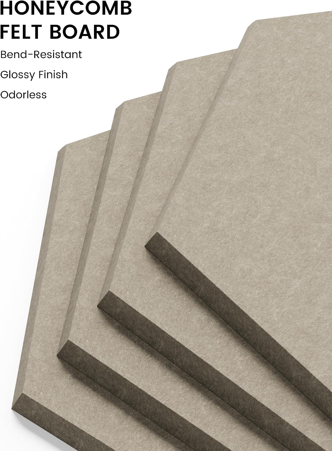 Fluxynara Hexagon Cork Board Alternative for Walls Decor-8-Pack Felt Bulletin Board Tiles,with 30 Pushpins,50 Adhesive Tabs for Office,Classrooms & Home Pin Board Felt Board-Earth Brown