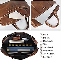 Vista 4 de Blofinche Genuine Leather laptop briefcase 18 inch Computer Messenger shouledr work handbag Satchel bags
