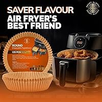 Vista 5 de Forros para freidora de aire, forro de papel pergamino desechable, insertos de cesta de freidora de aire, hojas de filtro (125, 8 pulgadas, redondas)