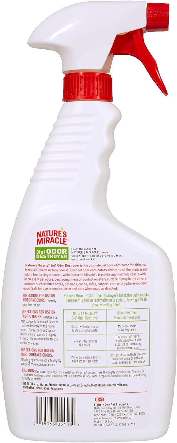 Nature's Miracle 3-in-1 Odor Destroyer, Mountain Fresh Scent, 24 Fluid Ounce