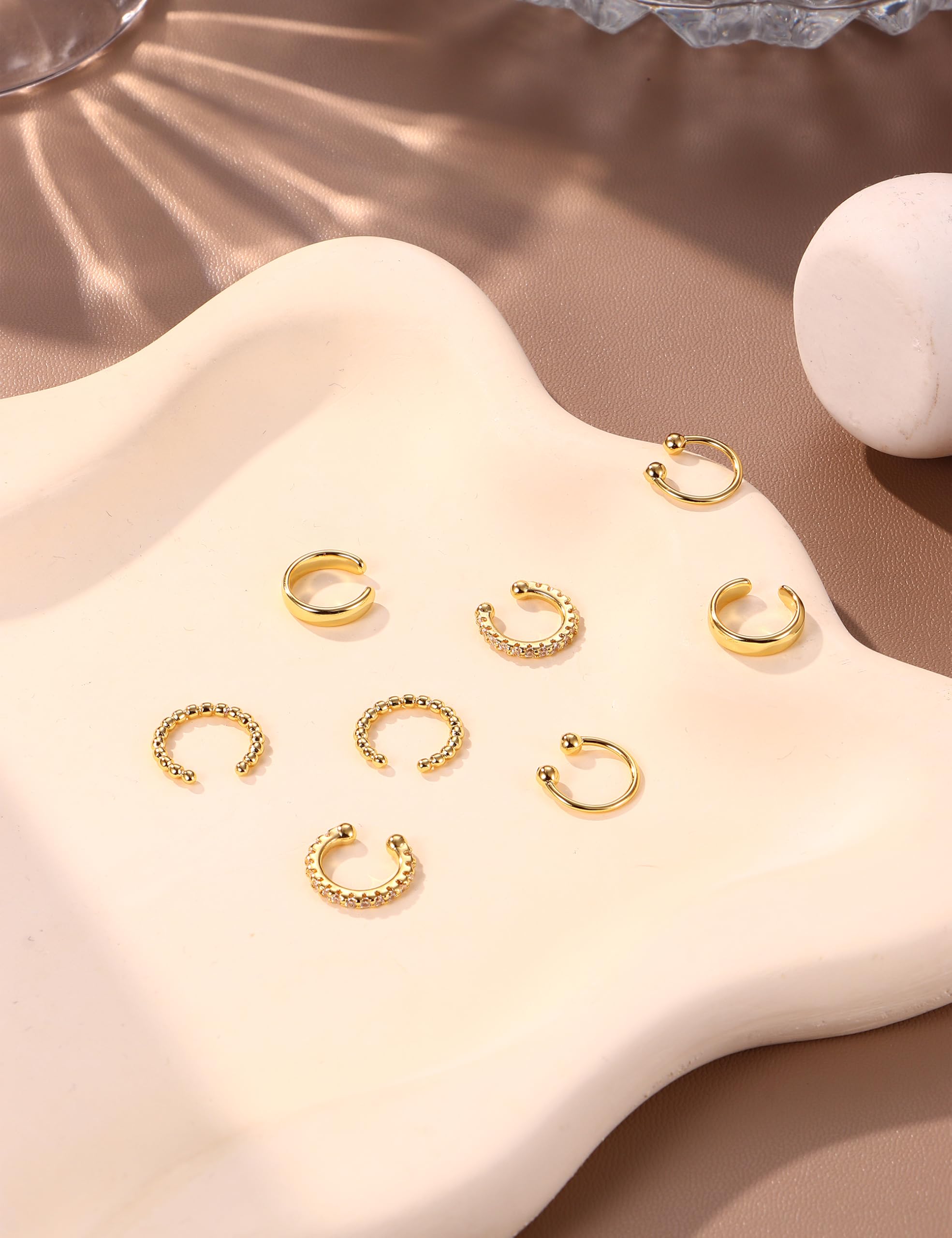 Morfetto Ear Cuff Orecchini Senza Buco Donna - 4 Paia Ipoallergenici Orecchini Clip Placcate Oro 14K | Non Ossidano, Earcuff per Cartilagine e per Chi Non Ha i Buchi