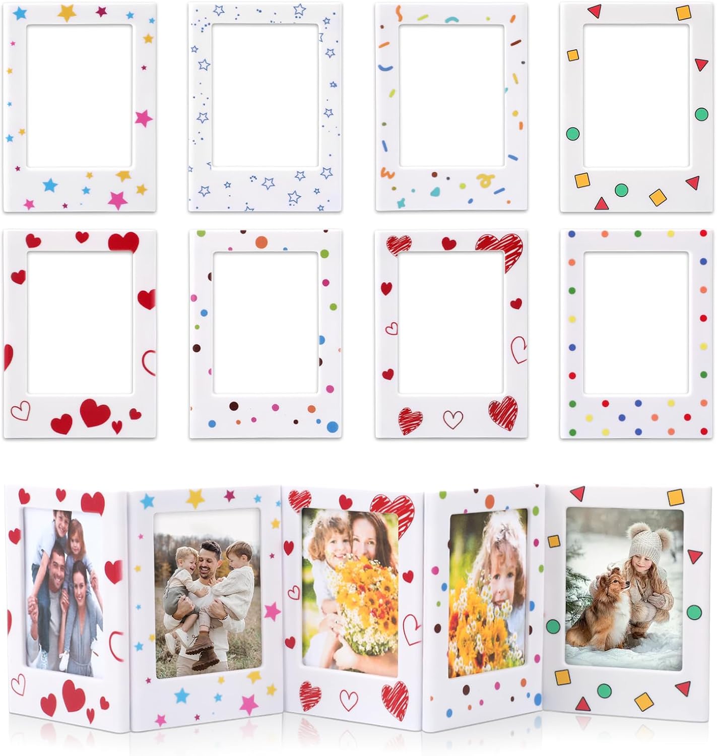 Mototo 32 Pack Magnetic Picture Frame for Fujifilm Instax 2.5x3.5in Fridge Magnets Photo Frames Mini Table Photo Frame Holder for Fridge School Office Wallet Size Picture Frames