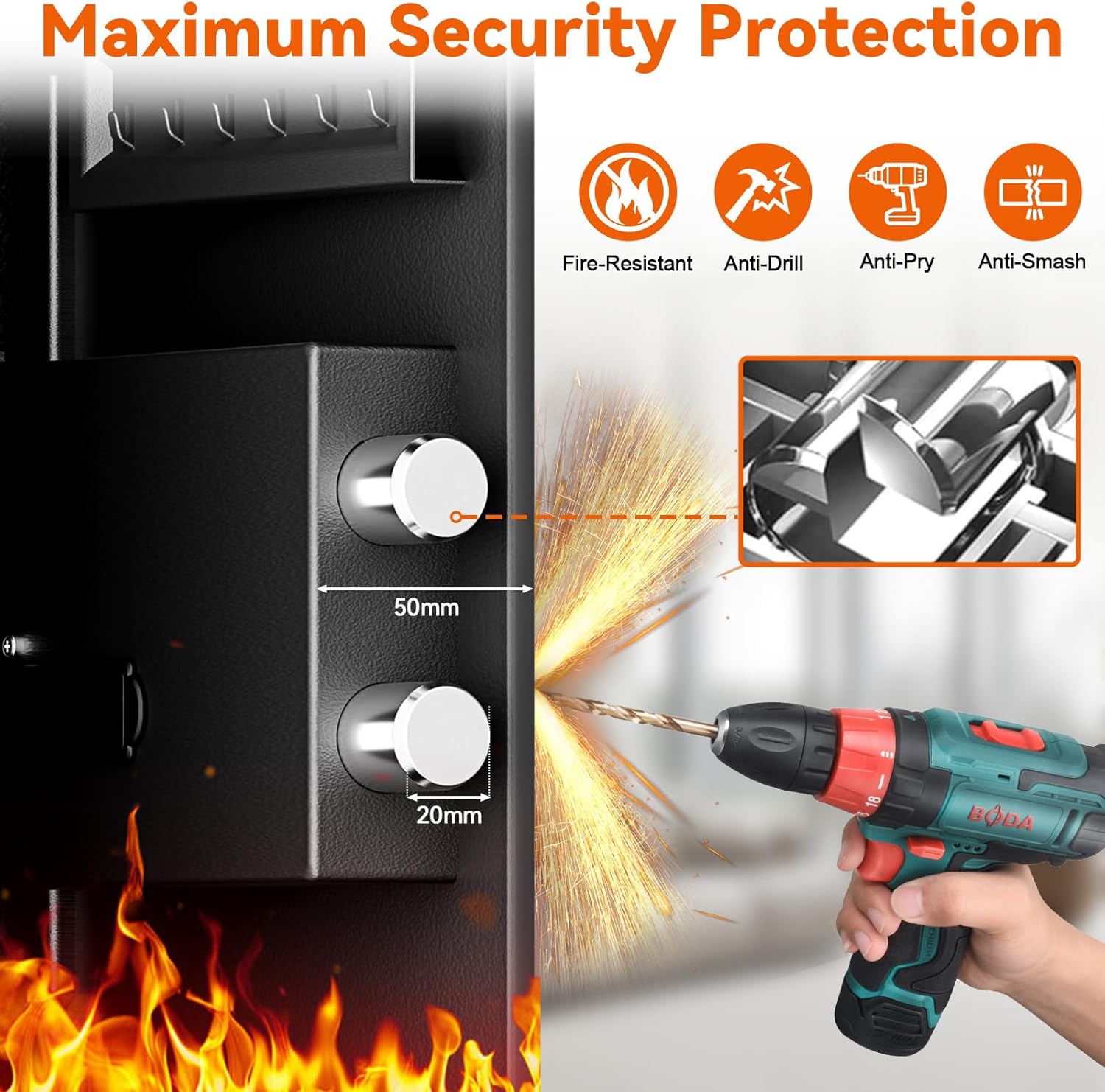 Large Wall Safes Between the Studs, Heavy Duty Wall Security Safes with Digital Keypad and 3 Removable Shelves, in Wall Hidden Safe for Home, Pistols, Cash, Documents, Jewelry