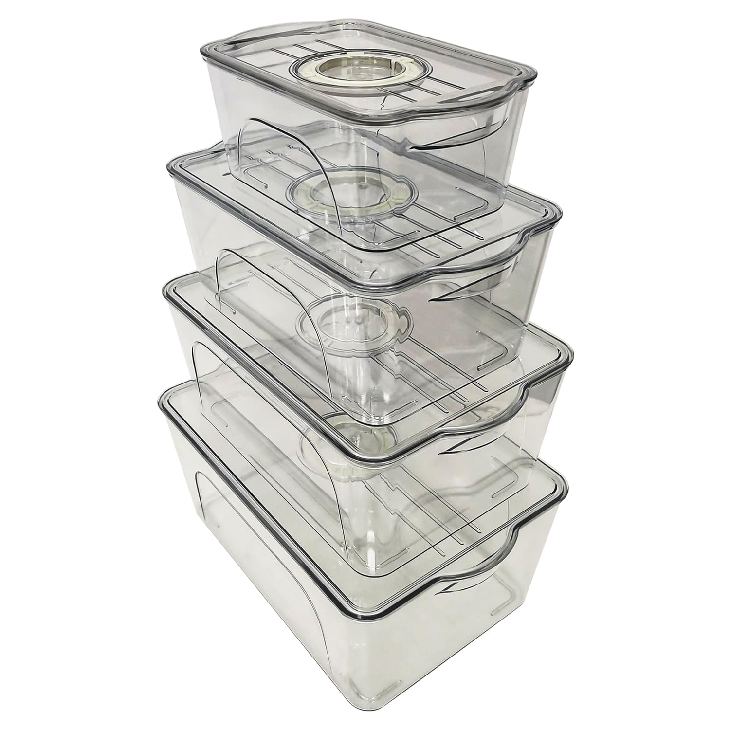 Contenedores de almacenamiento de alimentos con tapas, apilables de plástico transparente con grabadora de fecha para refrigerador, congelador, armario de cocina, organización de despensa 4