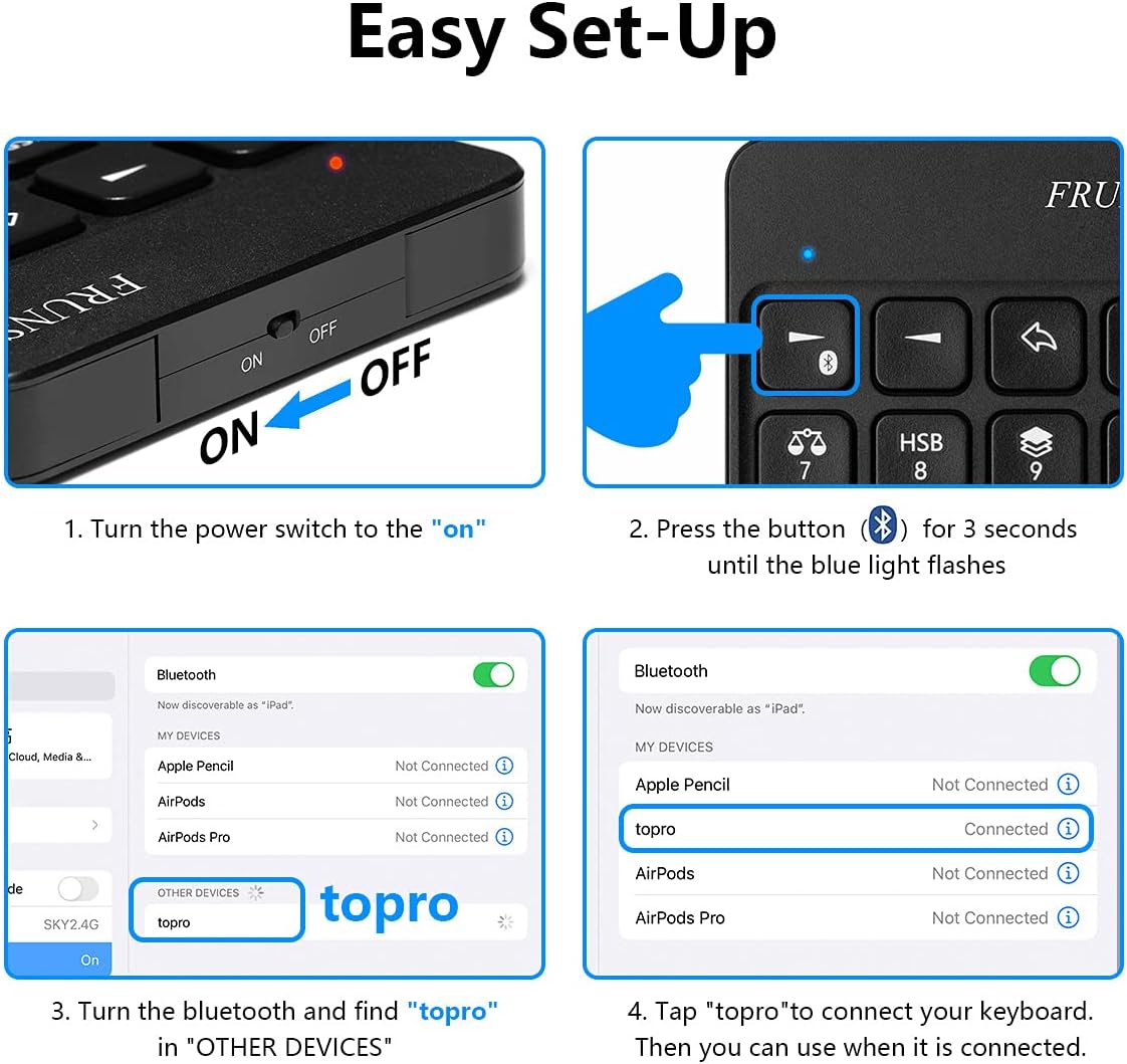 Wireless Keyboard for Procreate, Drawing Keyboard for Graphics Tablets, Pad Painting 6.5 x 5.5 inch Rechargeable,Black