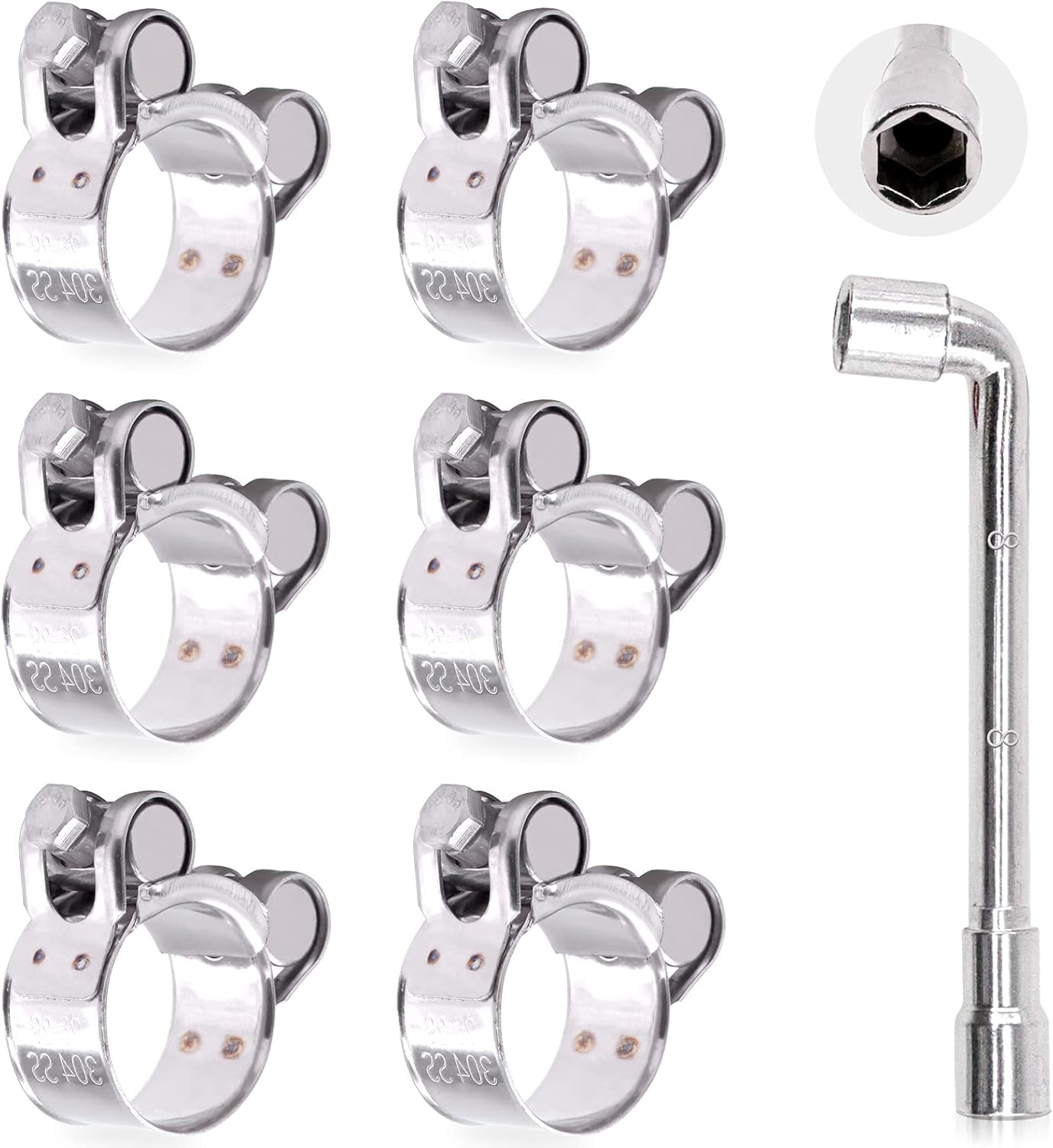 Hilitchi 304 Stainless Steel T-Bolt Clamp Heavy Duty T-Bolt Pipe Tube Hose Clamps (4PCS, 44-47MM)