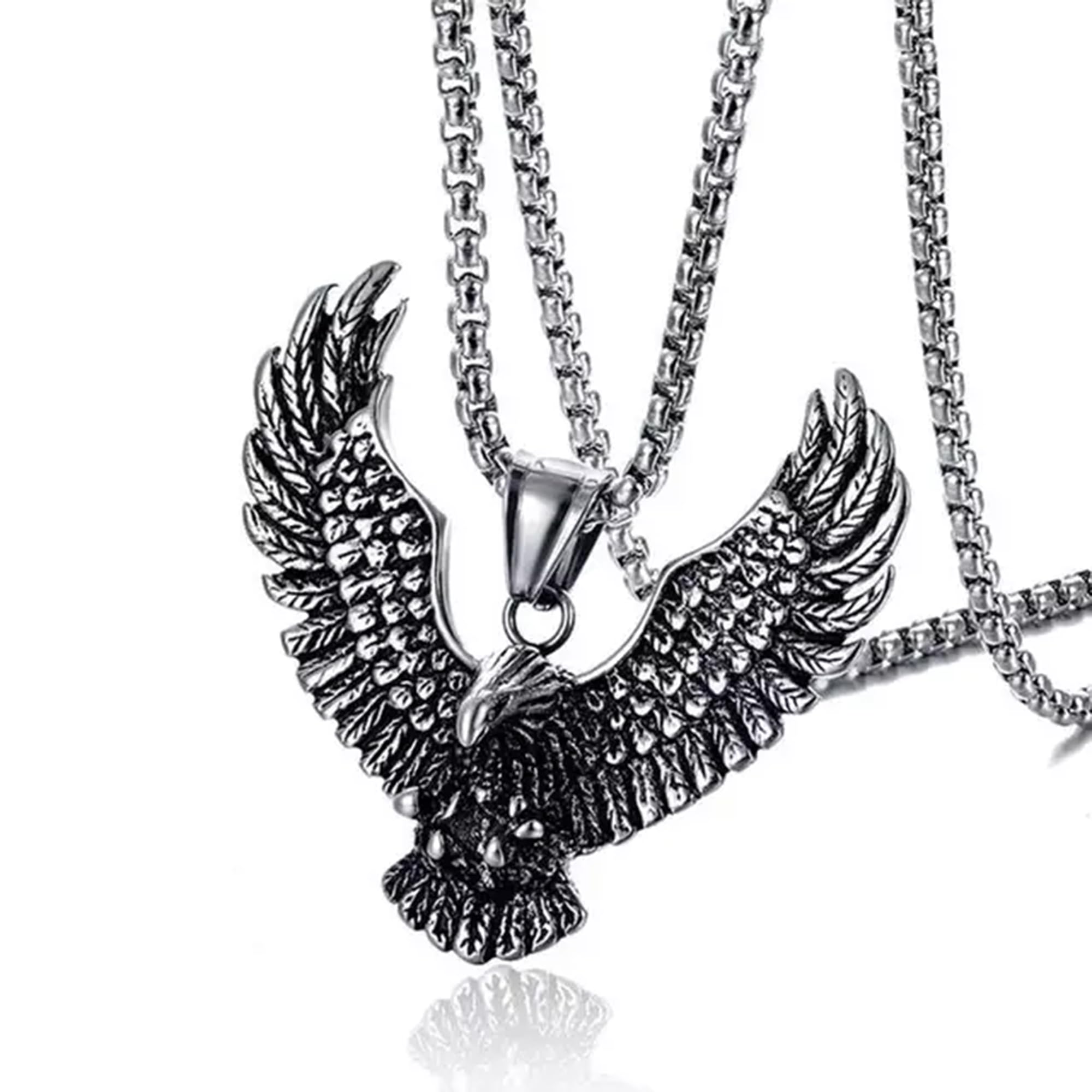 Untouched Fashionable Trandy Titanium Steel And Stainless Steel Necklace Men and Woman Personality street Hip-Hop Eagle pendant With Chain (B0BFX9D5K9) Amazon Price History, Amazon Price Tracker