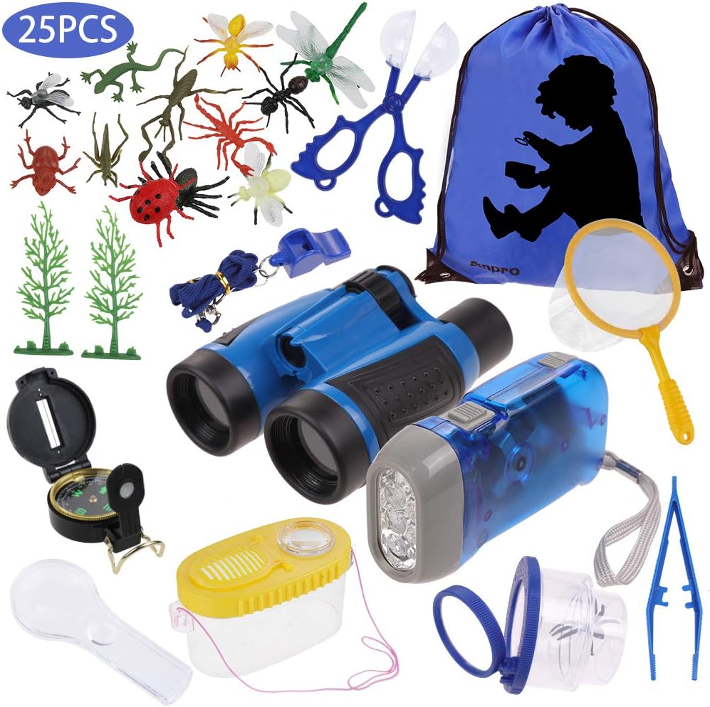 Anpro 25pcs Explorer Kit, Bug Catcher Kit for Kids, Butterfly Kit