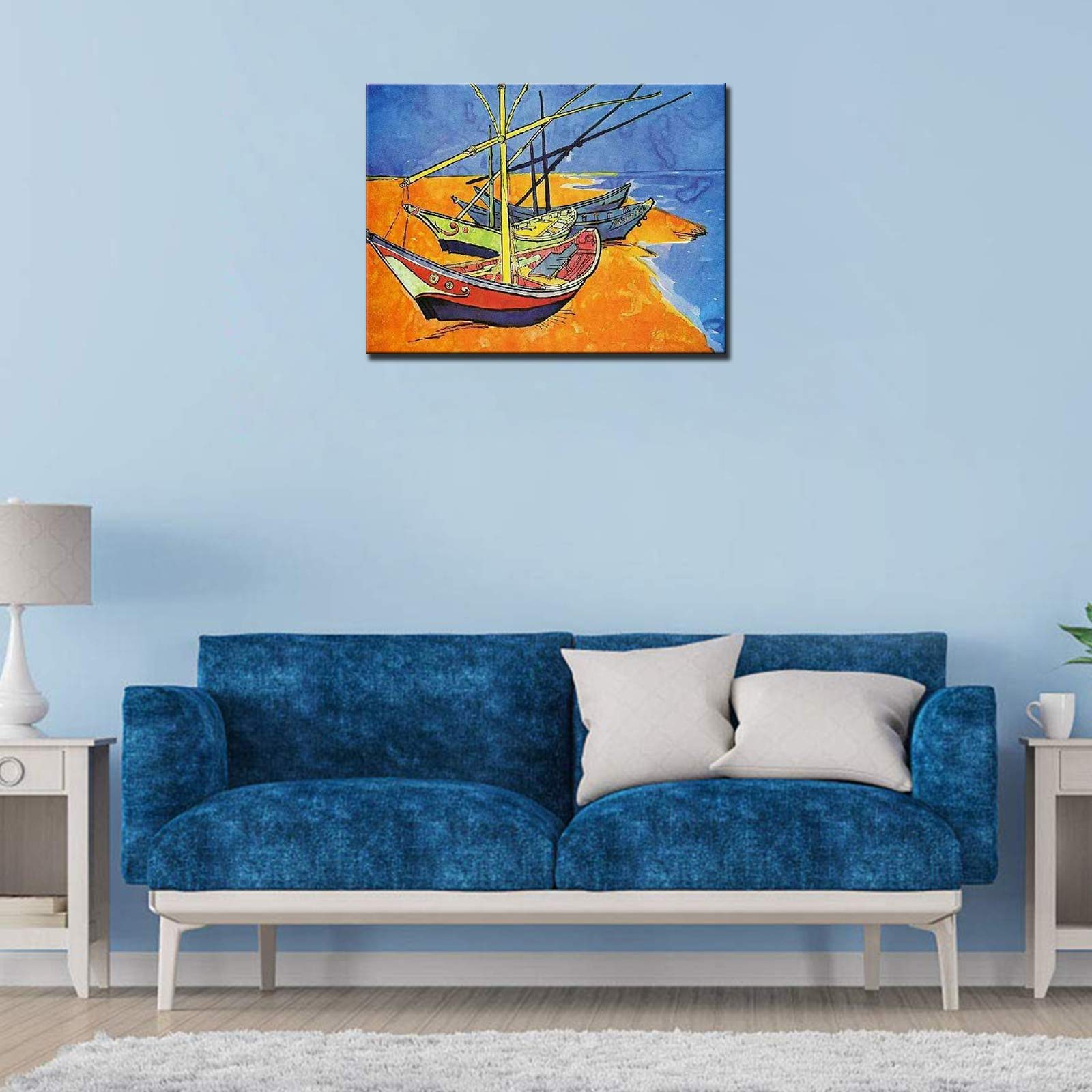 Amazon.co.jp: ゴッホ 【船と海】 複製名画 壁掛け 絵画 油絵 アート