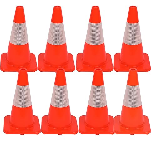 (8 conos) BESEA - Conos de tráfico de 12 pulgadas para entrenamiento de fútbol, conos deportivos de estacionamiento en carretera con collar