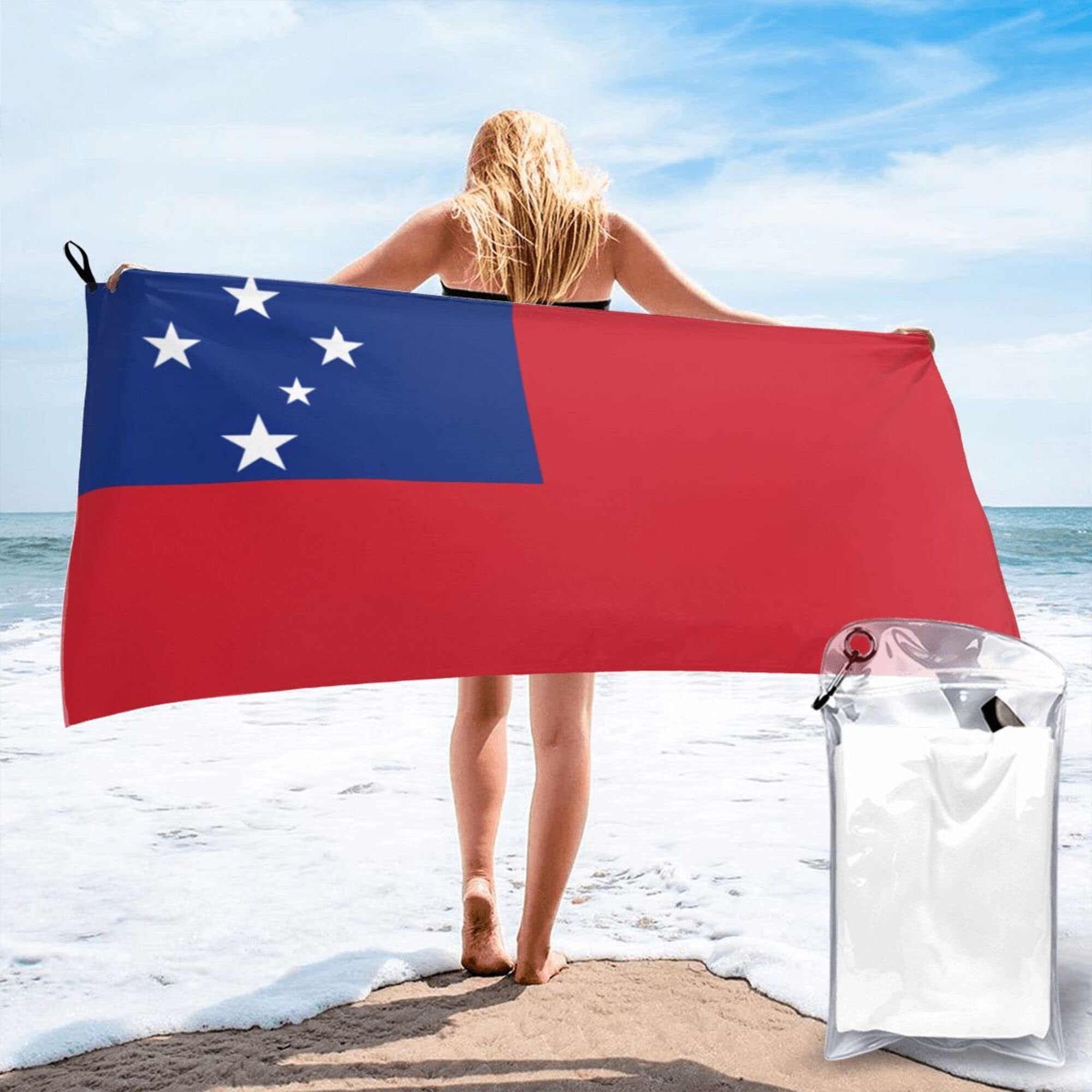 Lsjuee Samoan Flag Microfiber Beach Towel-Quick Dry Oversized Towels Blanket for Travel Pool Camping