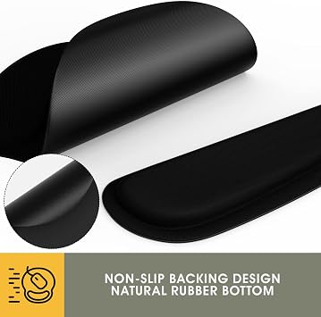 ICETEK Keyboard and Mouse Mat Set, Ergonomic Gel Filled Mouse Pad with Wrist Cushion Support with Memory Foam for Computer and Laptop (S-01)
