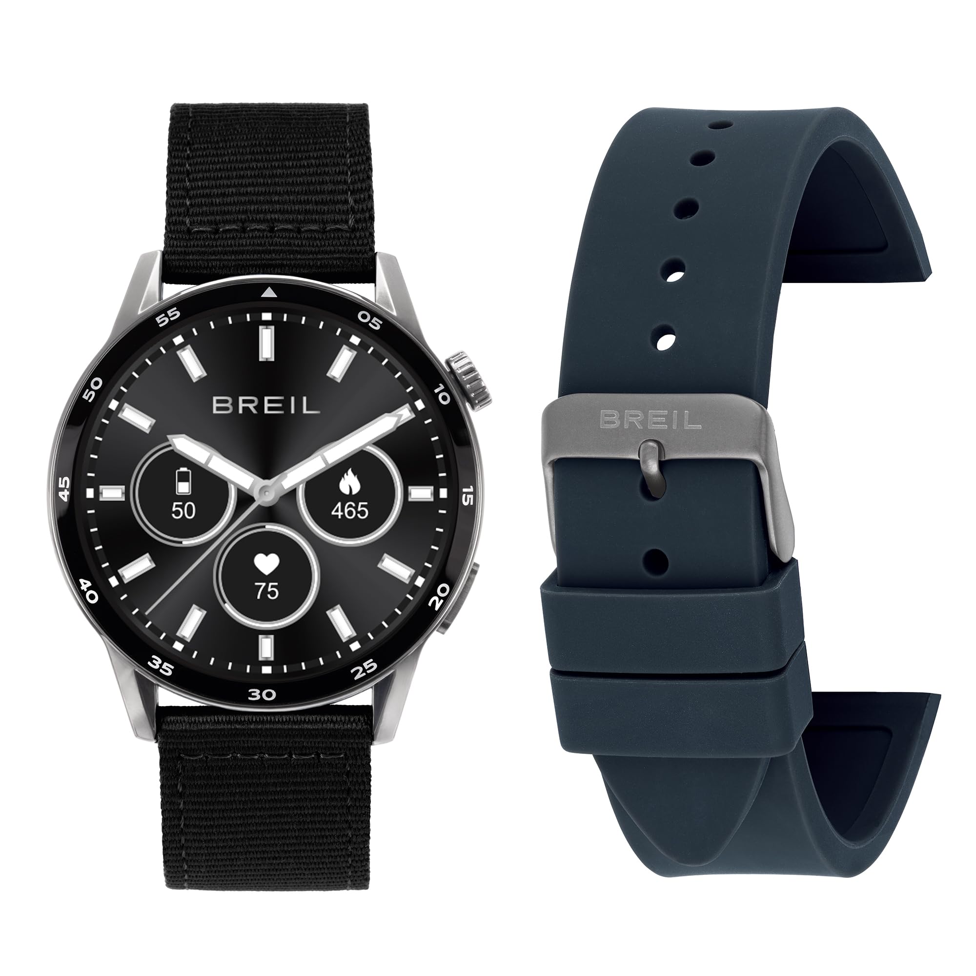 Breil, BC-2, Smartwatch Uomo con 2 Cinturini, Monitoraggio Calorie, Sport, Frequenza Cardiaca, Display Amoled e Cassa in Lega di Zinco, Resistente all'Acqua, Connettività Bluetooth, Ricarica Wireless