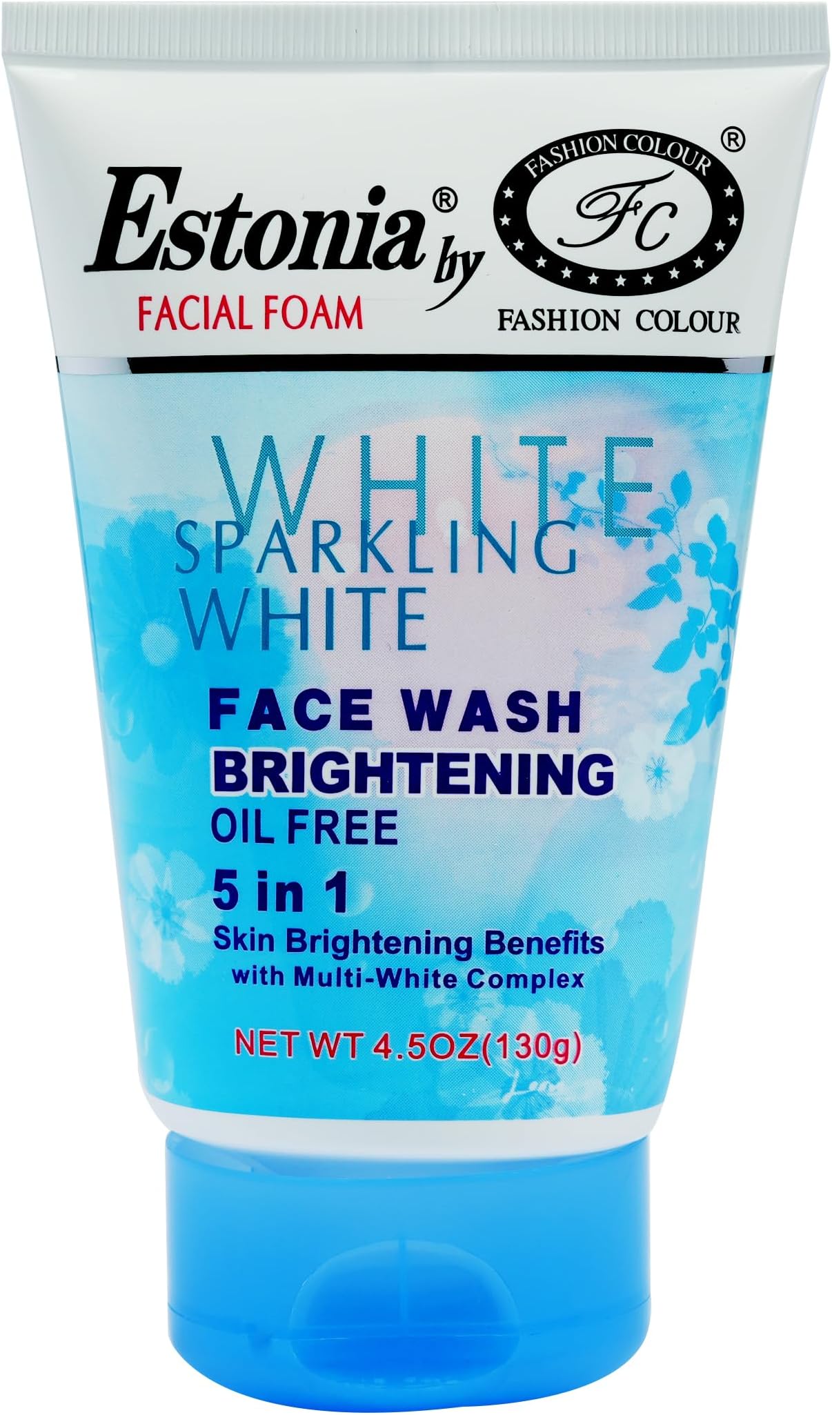ESTONIA BY FASHION COLOUR Whitening 5 IN 1 Oil Free Face Wash Cream | Face Wash for Glowing Skin | Cleanser for Uneven Skin Tone | Oil Free Formula | Whitening & Brightening Face Wash | Face Wash for Acne Prone Skin | All Skin Types | (130g)