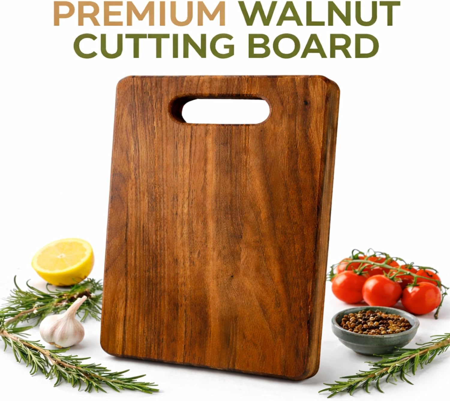 Handcrafted Walnut Wood Cutting Board with Built-In Handle – Premium U.S.A. Made Hardwood, Multiple Sizes – Thick Dark Walnut Chopping Block for Kitchen Prep & Serving (Small) - Image 7