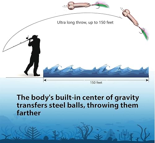 Miniatura 9 de GaiRen Señuelos de pesca para hombres, regalo de broma de elefante blanco, pescador, pescador, metal, luminoso, largo, cucharas de lentejuelas para