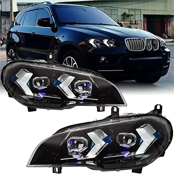 Headlight Lamp For BMW For X5 E70 2007-2013 LED Headlight Car Headlights Head Lamp DRL Turn Signal High Beam Angel Eye Projector Lens(No AFS,For 2011-2013 Year)