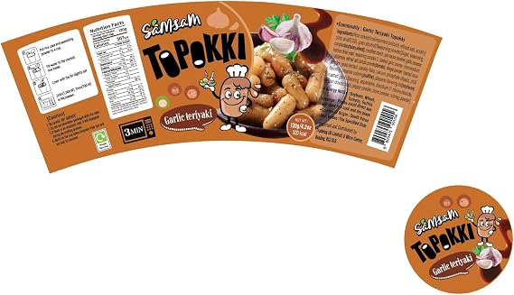 SamSam Instant Tteokbokki Topokki Korean Rice Cakes Chewy Street Snack, Multi Flavours, Carbonara, Cheese, Curry, Garlic Teriyaki, Jjajang, Rose, Original Sweet & Spicy（Pack of 2） (Garlic Teriaki)