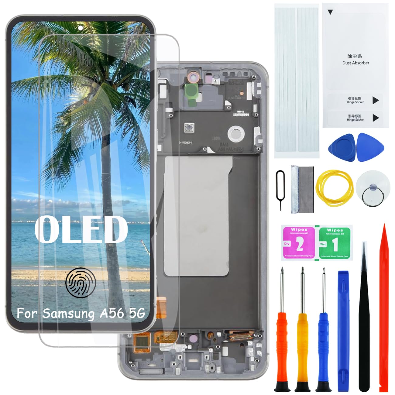 Pantalla para Samsung A56 5G OLED negro con marco