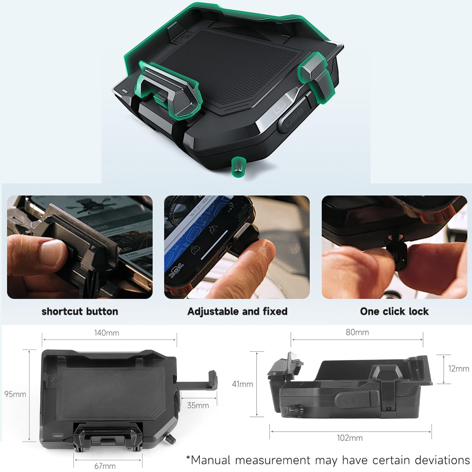 Motorrad Navigationshalterung Für R1200GS, R1250GS, F750GS, F850GS, Motorrad-Telefonhalterung Mit 15 W kabellosem Laden und USB-C, Wasserdichte GPS Drahtlose Lade Handyhalterung Für ADV S1000XR F900XR