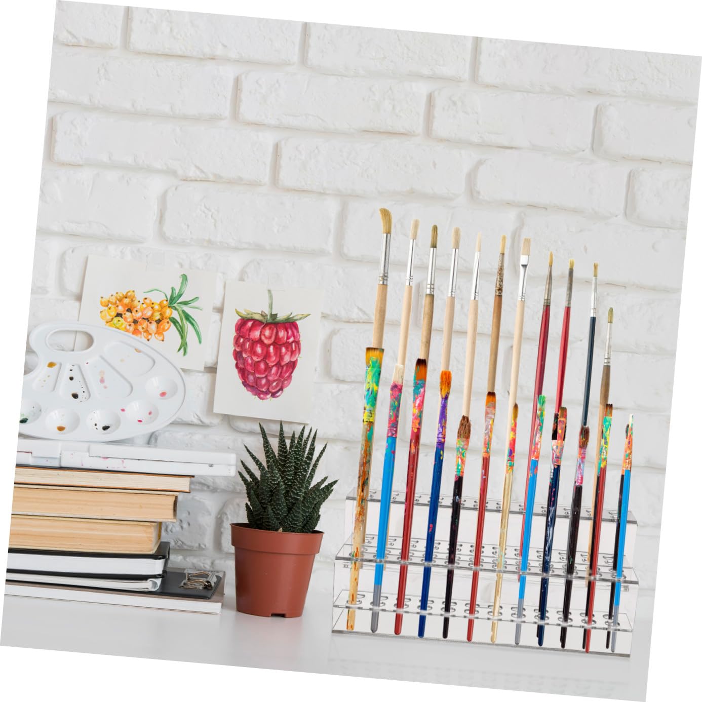 iplusmile Portapenne Multi-slot in Plastico Resistente Grande Capacità e Struttura Stabile, Organizzatore da Scrivania per Esposizione Matite e Pennelli