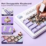AJAZZ AK980 Mechanical Gaming Keyboard with Smart Display & Knob,98% Wireless Keyboard Tri-Mode BT/2.4G/USB-C, Hot Swappable, PBT Keycaps, with RGB Light for Win & Mac(Purple,Murad Switch)