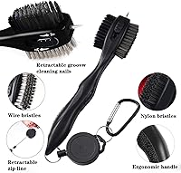 Vista 3 de Cepillos para Palos de Golf, Herramienta de Limpieza de Golf, con Uñas de Limpieza Retráctiles, Cerdas de Nylon y Alambre, Cabezal de Cepillo Doble