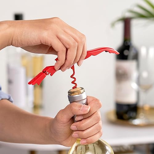 Miniatura 6 de True Truetap - Abrebotellas de vino con doble bisagra, sacacorchos de acero inoxidable con cortador de papel de aluminio integrado, herramientas de