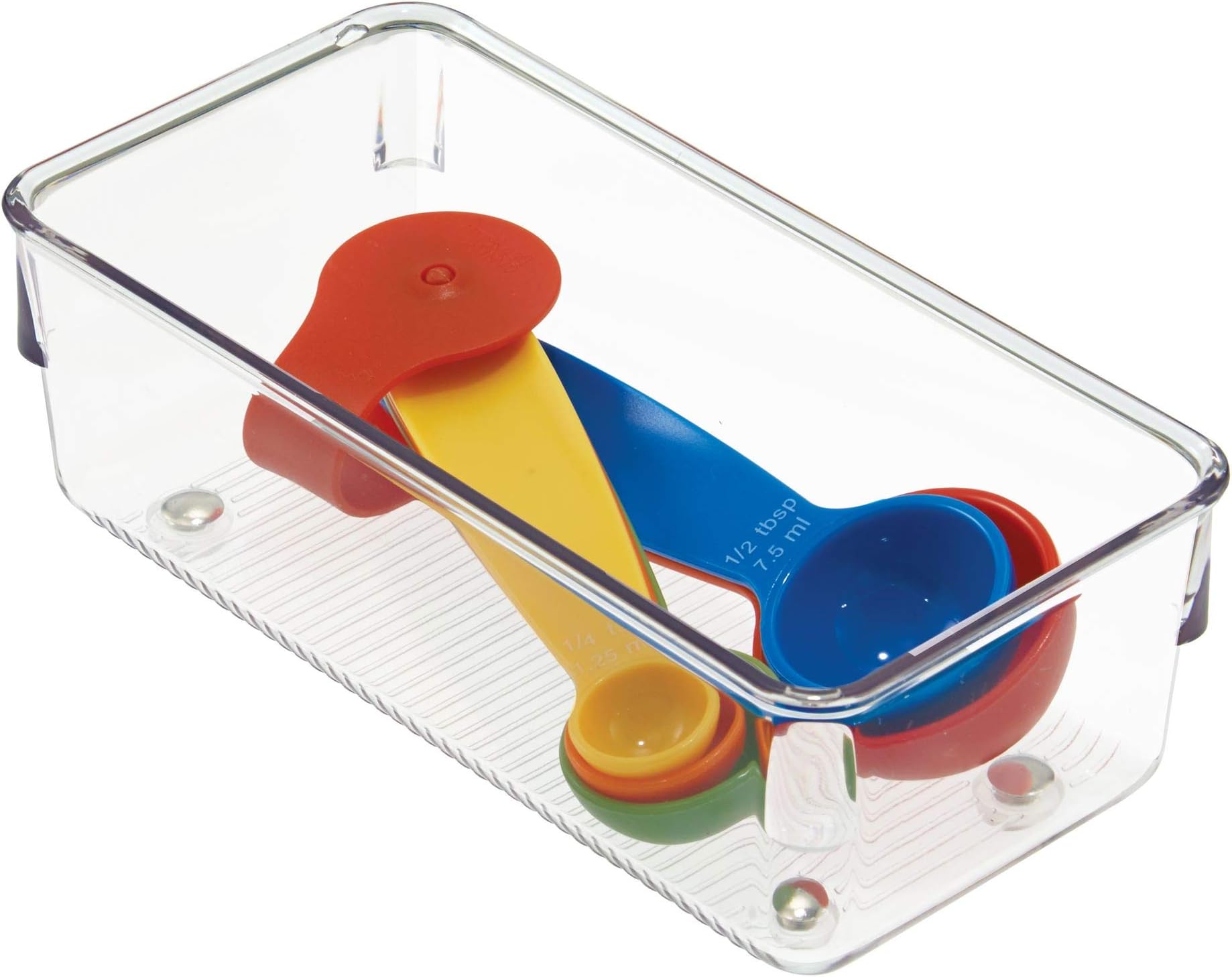 iDesign Drawer Organiser, Extra Small Plastic Kitchen Drawer Insert, Practical Drawer Organiser for Kitchen Accessories, Utensils and Cutlery, Clear,8 x 16 x 6 cm