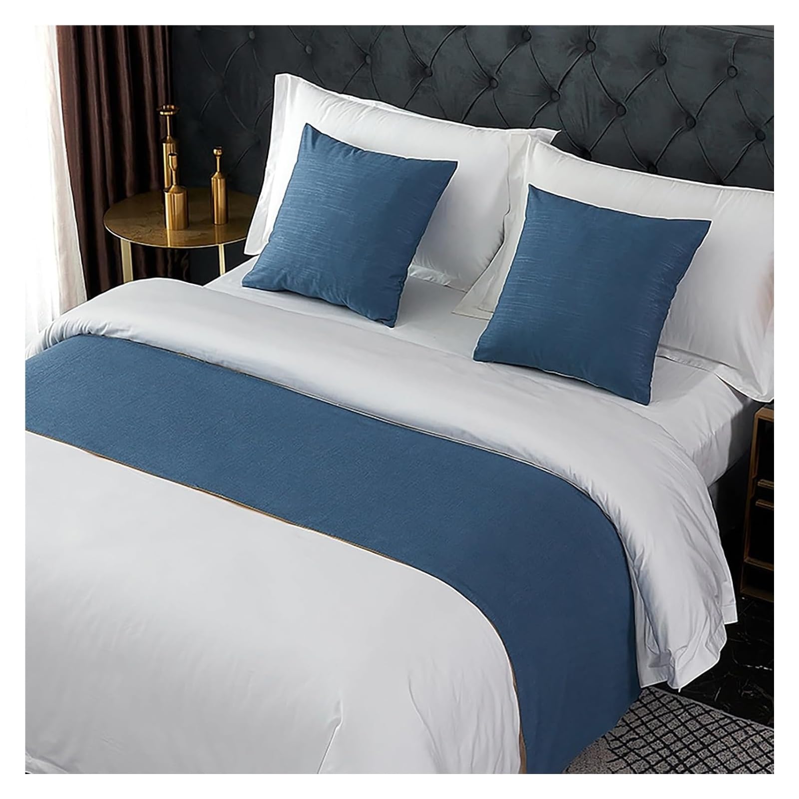 JFGCTYHXY Bed linen throws, Bed Runners & Scarves Solid Single Layer End Scarf, Modern Style(Blu,50 * 240cm for 180cm Bed)