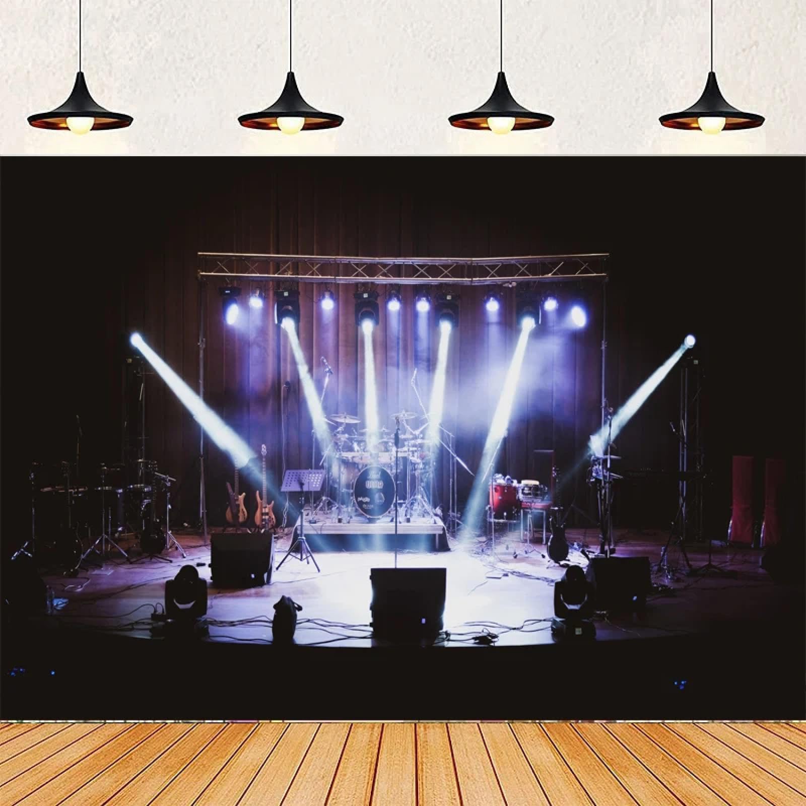 Zespół Scena Fotografia Tło Reflektor Klub Nocny Rock Gitara Piosenkarka Bar Banner Party Tło Portret Strzelanie Plakat